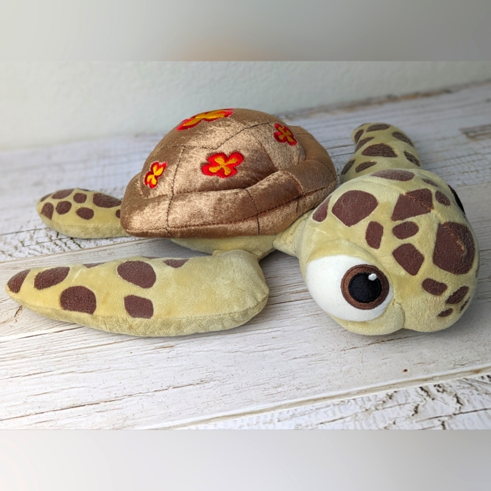 Disney Parks Finding Nemo Talking Squirt 17" Plush Turtle With Flower Shell